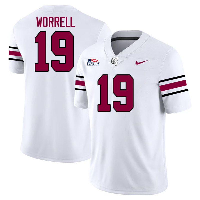 Fordham Rams #19 Troy Worrell College Football Jerseys,Uniforms-White